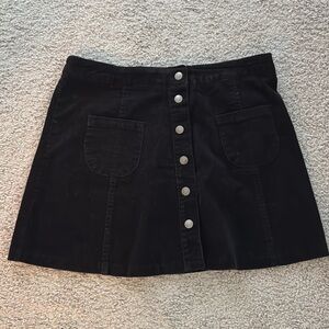 Brandy Melville A Line Button Up Mini Skirt Womens 24 Black Faded Wash